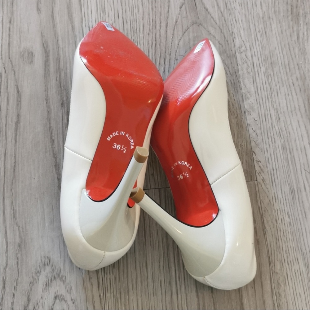 LOUBOUTIN-inspired Red Sole Patent leatherette sexy white heels - Picture 4 of 4